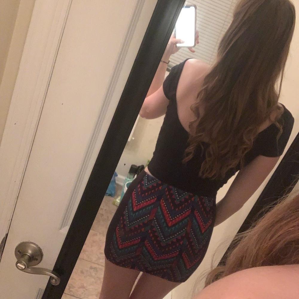 Nollie Patterned Multi-Color Bodycon Mini Skirt - Picture 6 of 8